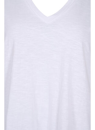 Single colour oversized t-shirt with v-neck, Bright White, Packshot image number 2