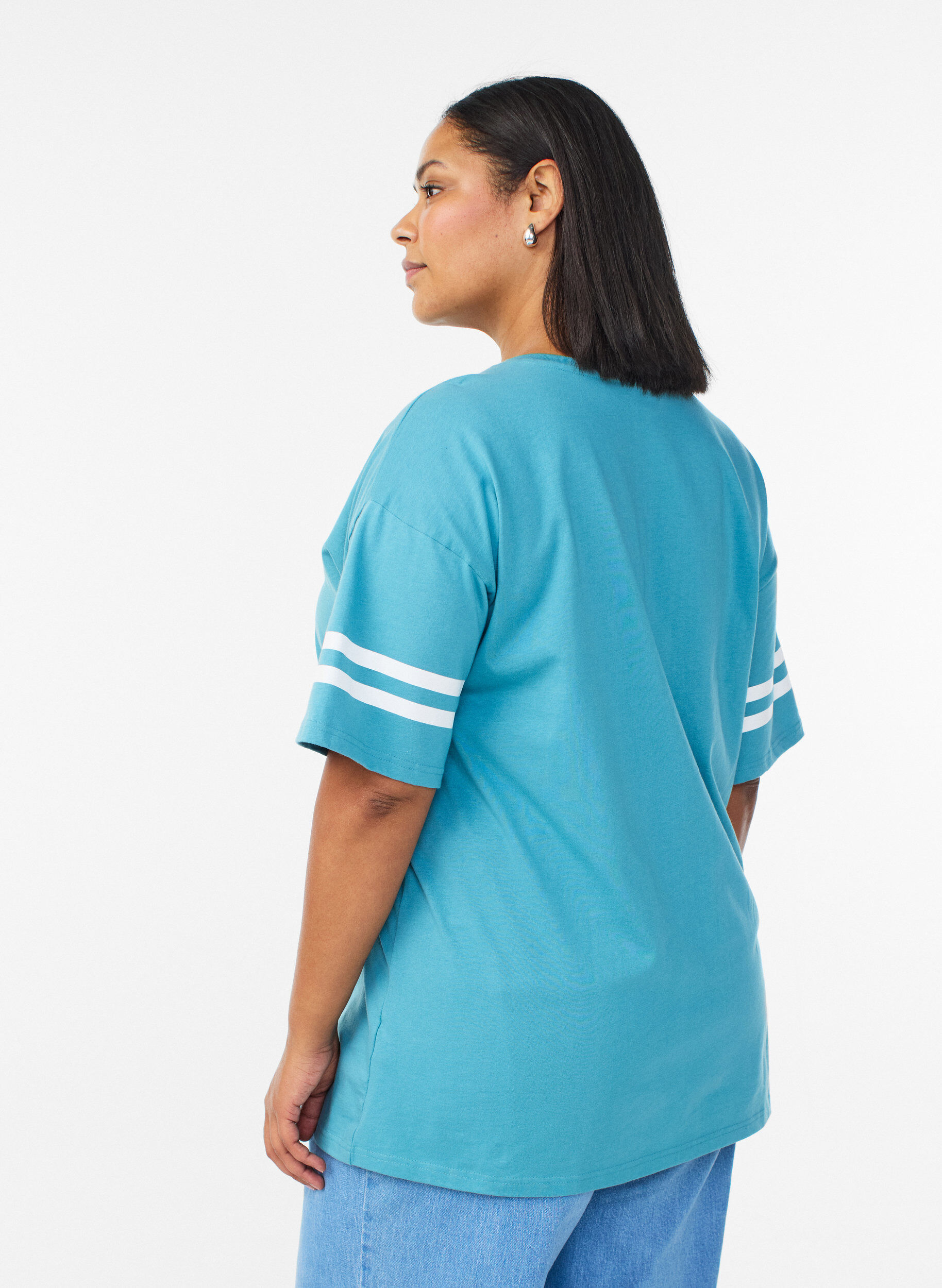 Zizzifashion Sporty oversized college T-shirt, Blue, Model image number 2
