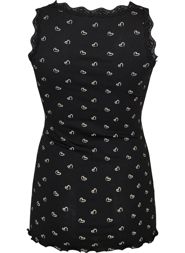 Top with print and lace edge, Black, Packshot image number 1