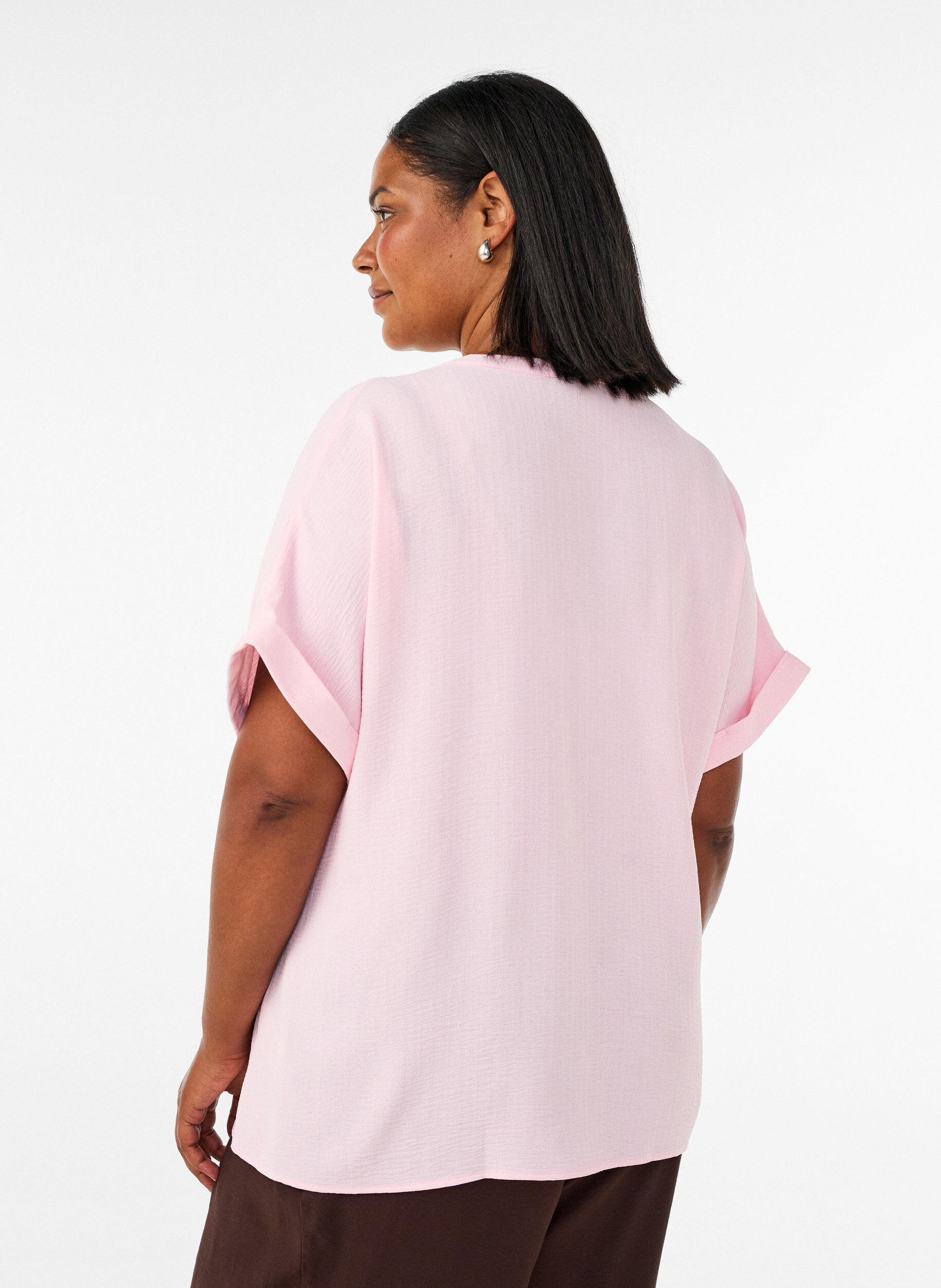 ZizzifashionLoose blouse with short sleeves, Rose, Model image number 2