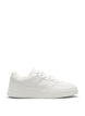 Wide fit - Faux leather trainers with stitch detailing, White, Packshot image number 0