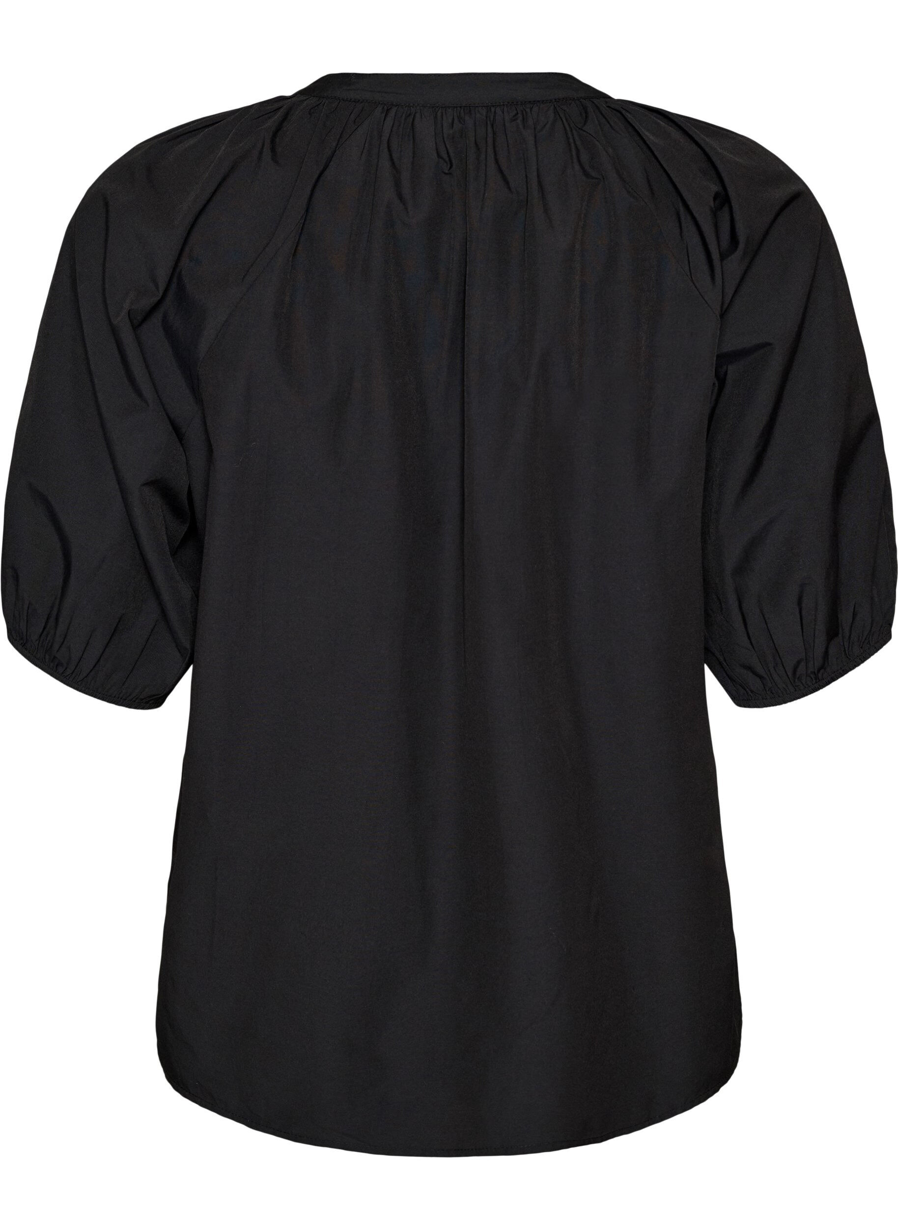ZizzifashionShirt blouse with button fastening and tie-belt, Black, Packshot image number 1