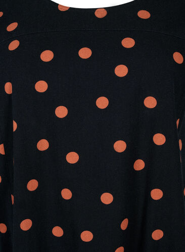 Short-sleeved, printed cotton dress, Black/Brown Dot, Packshot image number 2
