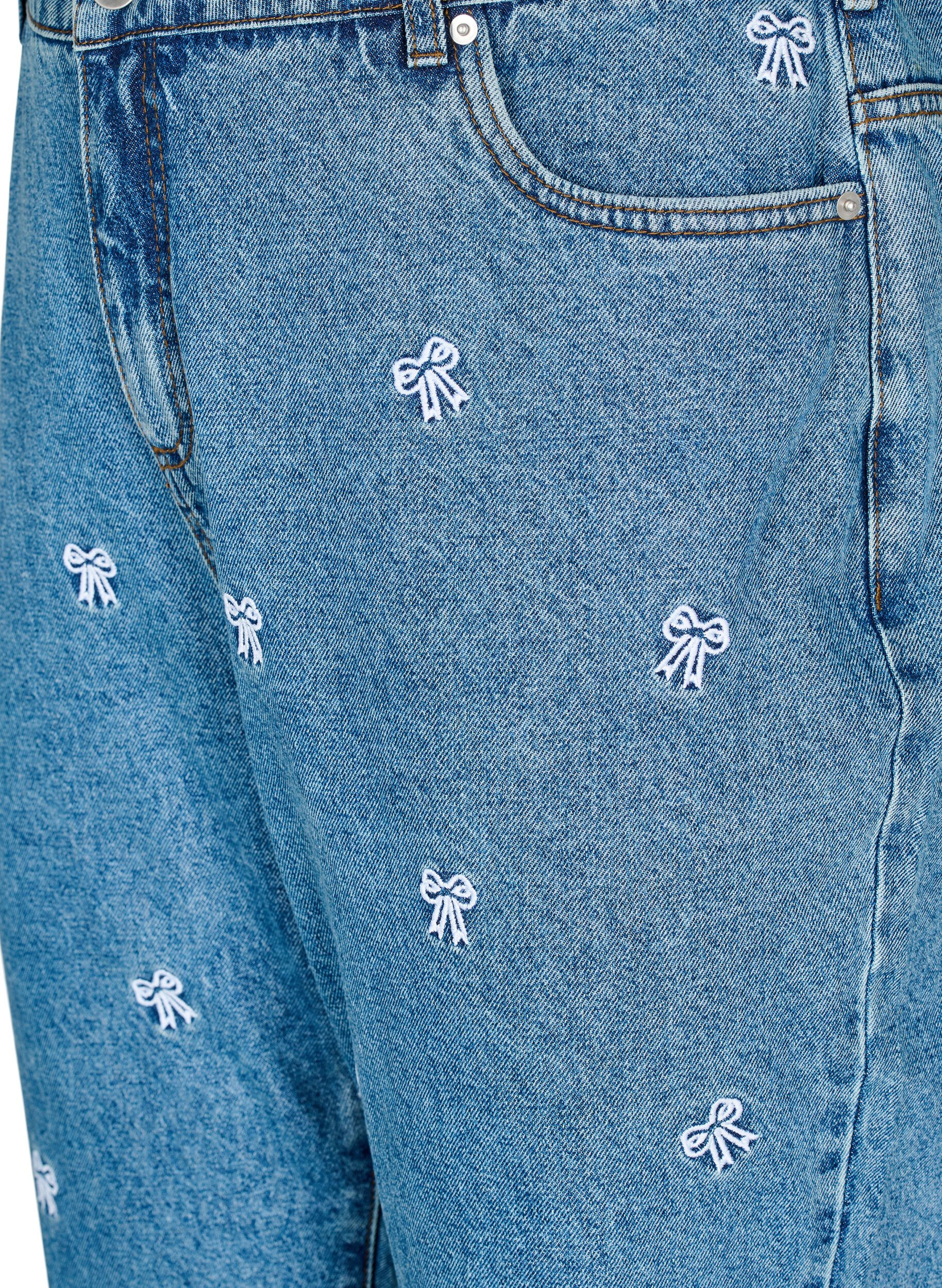 Zizzifashion Mille mom fit jeans with embroidery, Light Blue, Packshot image number 2