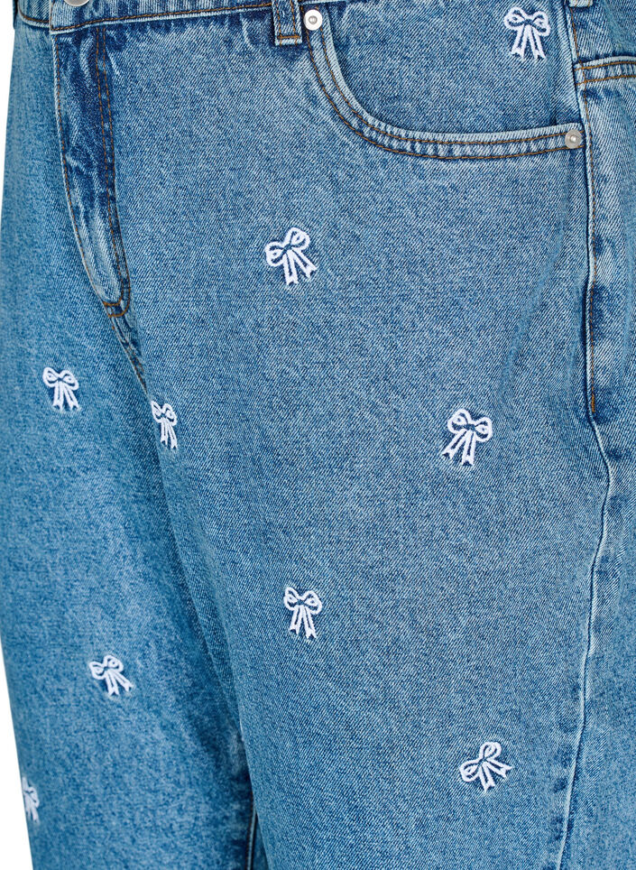 Mille mom fit jeans with embroidery, Light Blue, Packshot image number 2