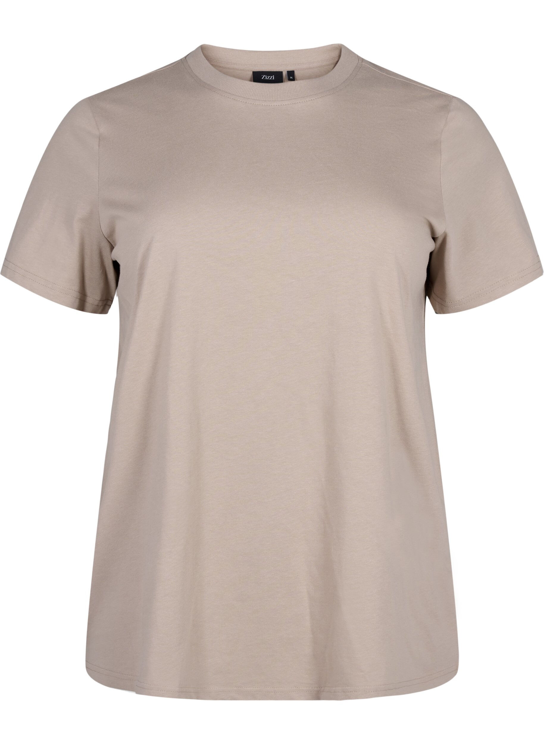 ZizzifashionBasic cotton T-shirt with round neck, Beige, Packshot image number 0