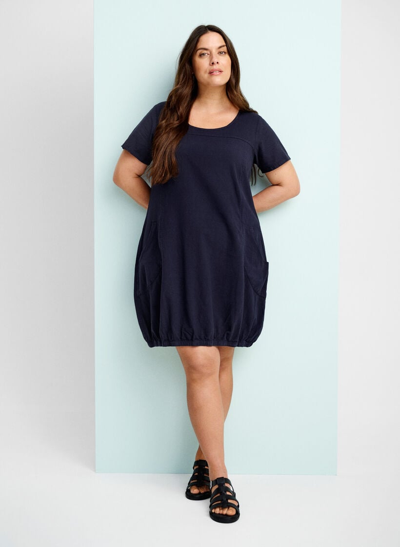 Short-sleeved cotton dress, Blue, Image image number 0