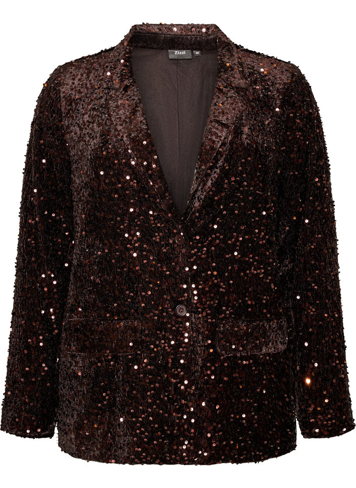 Sequin blazer, Brown, Packshot image number 0