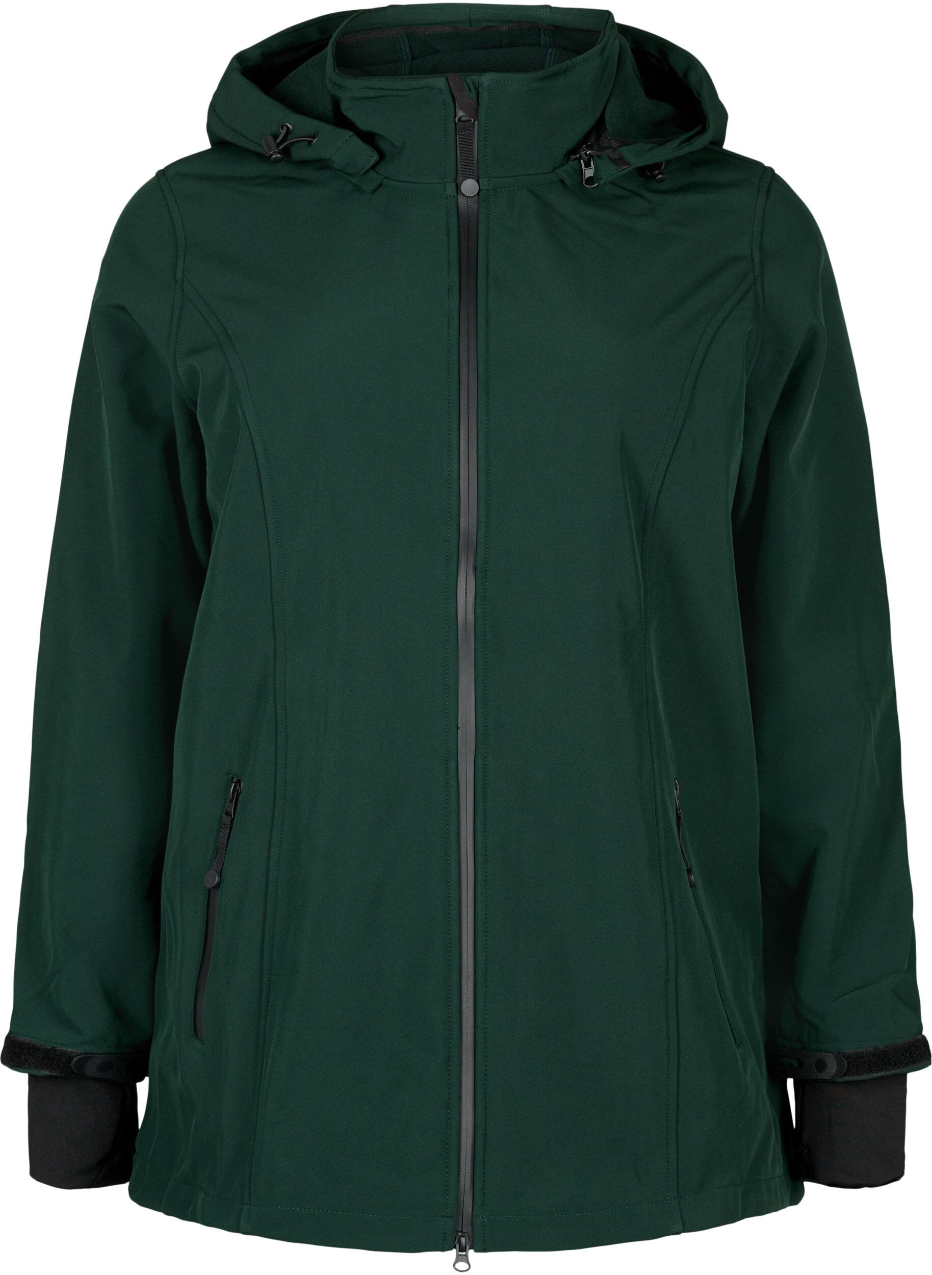 Zizzifashion Short softshell jacket with detachable hood, Green, Packshot image number 0