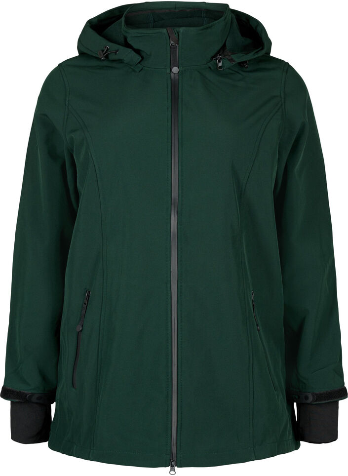 Short softshell jacket with detachable hood, Green, Packshot image number 0