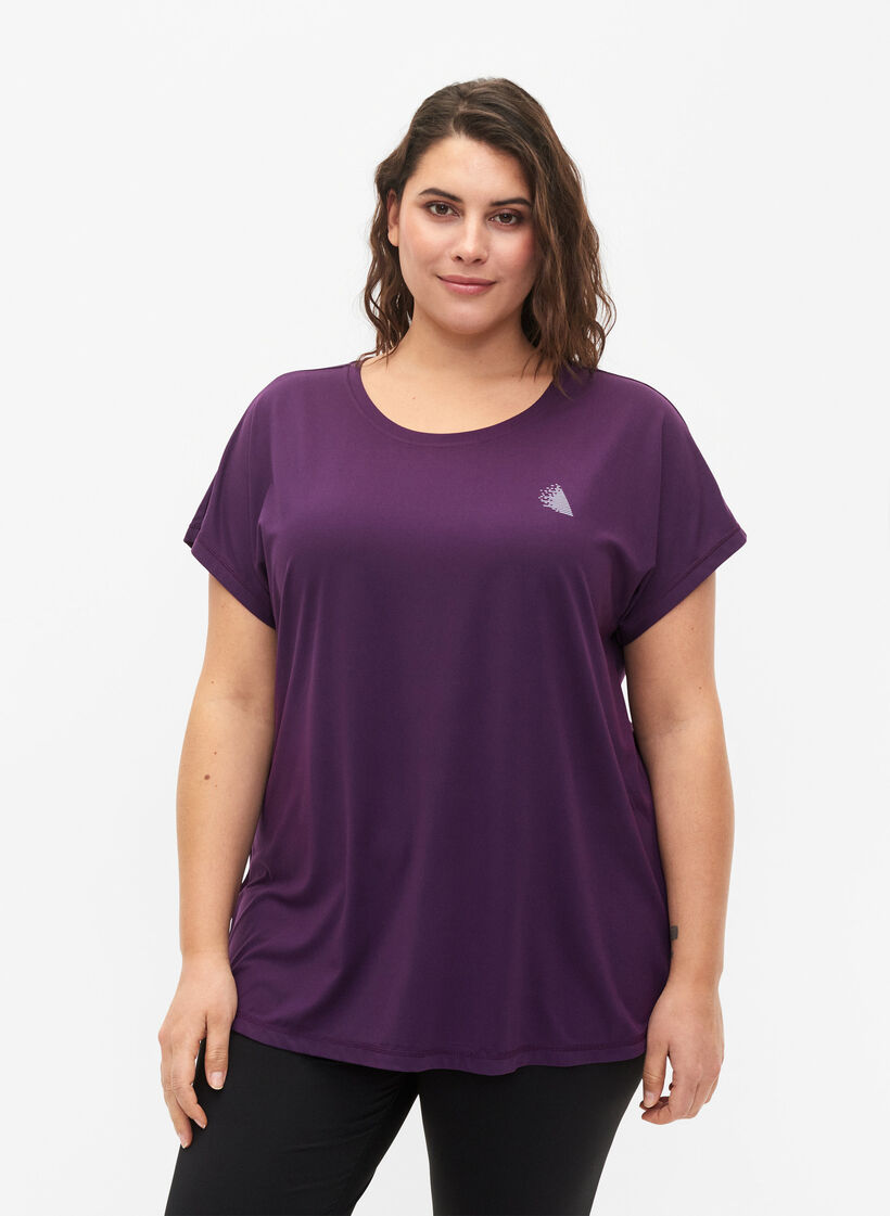 Short sleeved workout t-shirt, Purple Pennant, Model image number 0