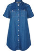 Denim dress with short sleeves and buttons, Blue, Packshot image number 0