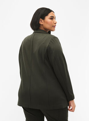 Simple blazer with button closure, Forest Night, Model image number 1