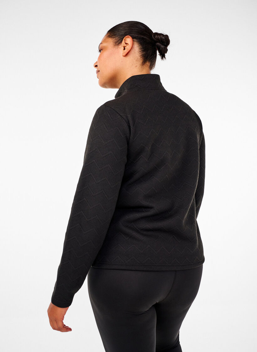 Sporty fleece jacket with pockets, Black, Model image number 2