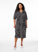 Midi dress with print and tie belt, Black, Model image number 1