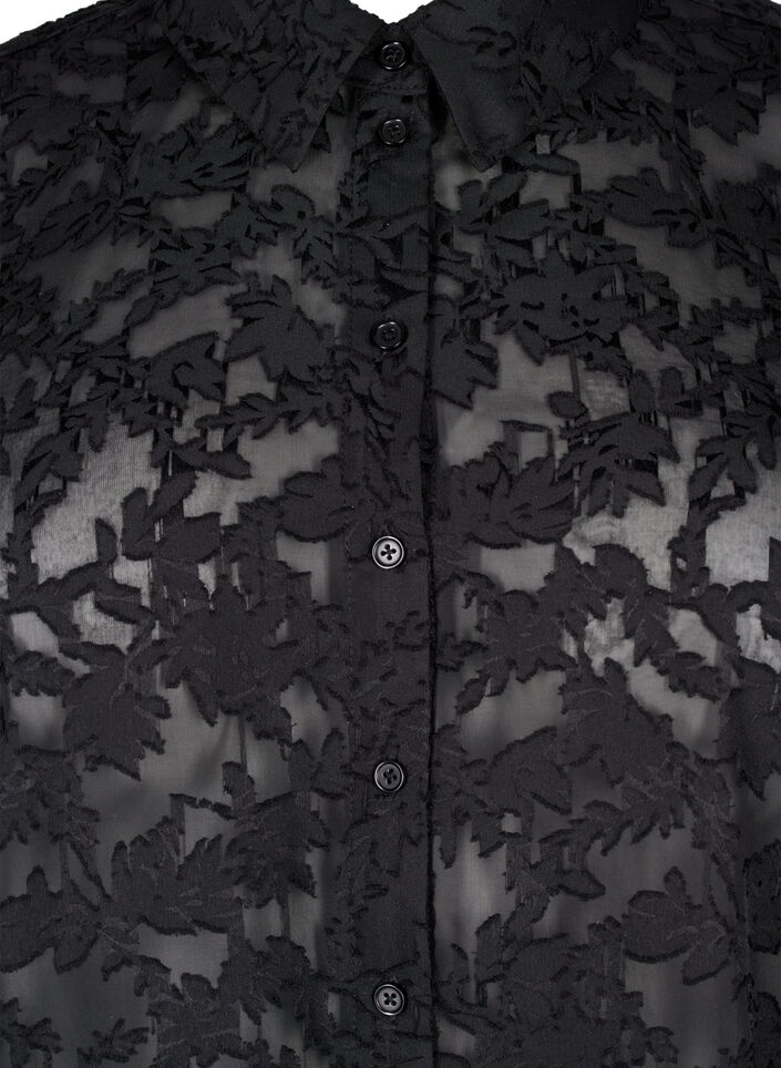 Jacquard shirt with buttons, Black, Packshot image number 2