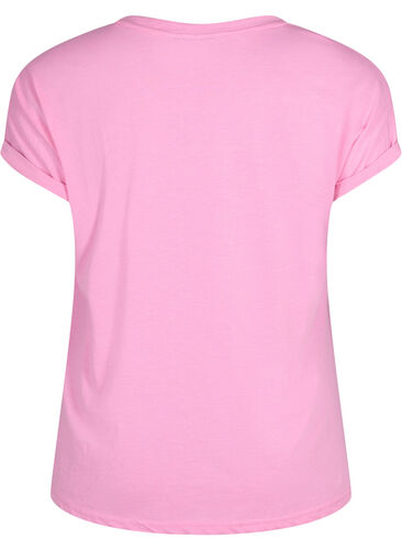 Short sleeved cotton blend t-shirt, Rosebloom, Packshot image number 1