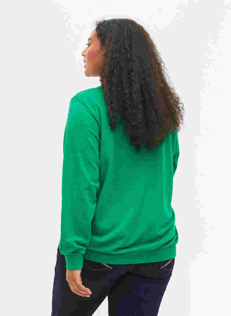 Cotton sweatshirt with text print, Jolly Green, Model image number 1
