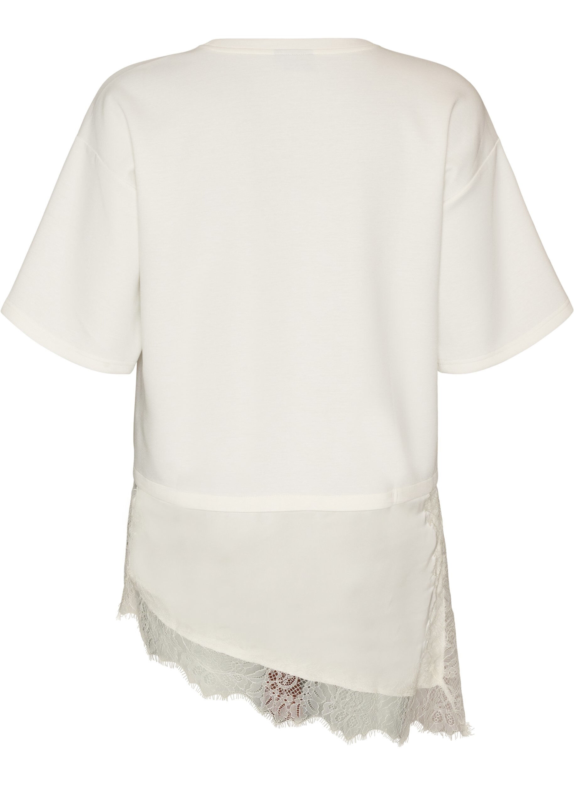 ZizzifashionJersey blouse with a layered look and lace, Vanilla, Packshot image number 1