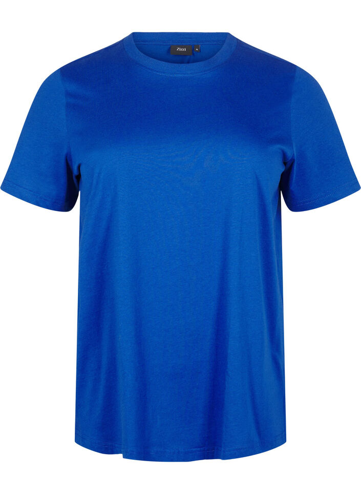 Basic cotton T-shirt with round neck, Blue, Packshot image number 0