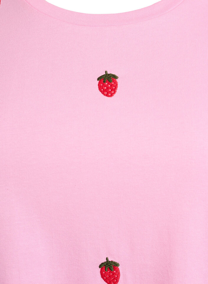T-shirt in organic cotton with embroidered motifs, Pink, Packshot image number 2