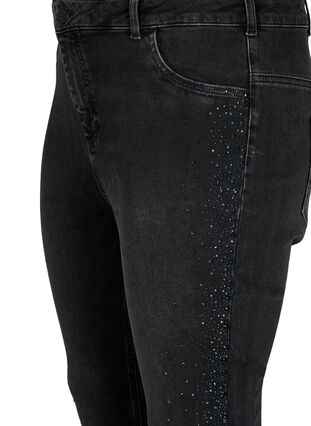 High-waisted Amy jeans with rhinestones, Grey Denim, Packshot image number 2