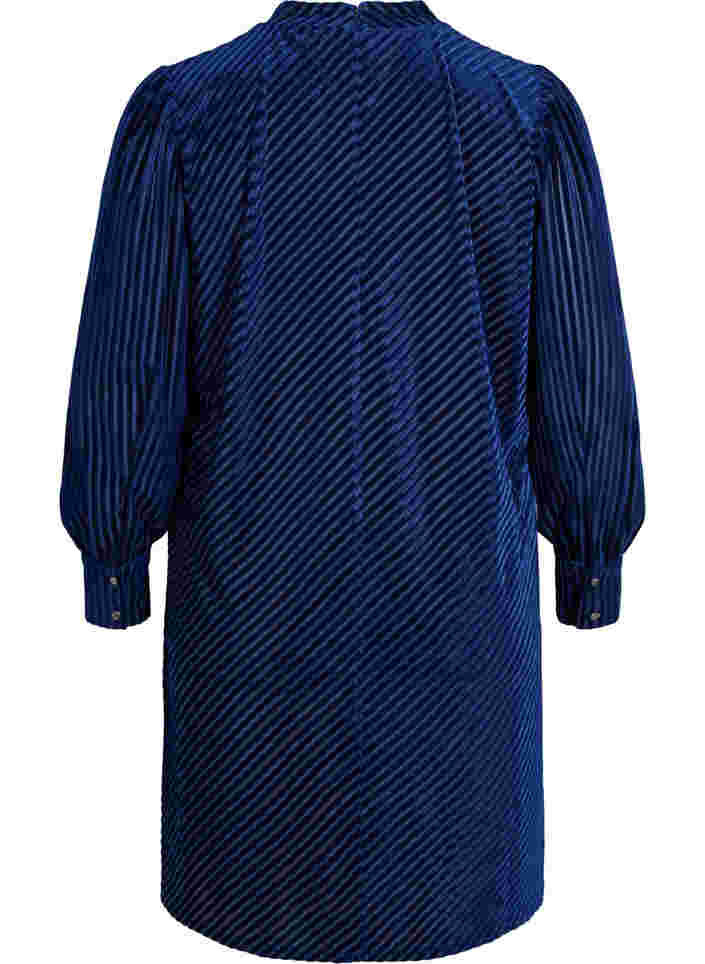 Textured dress in velour, Evening Blue, Packshot image number 1