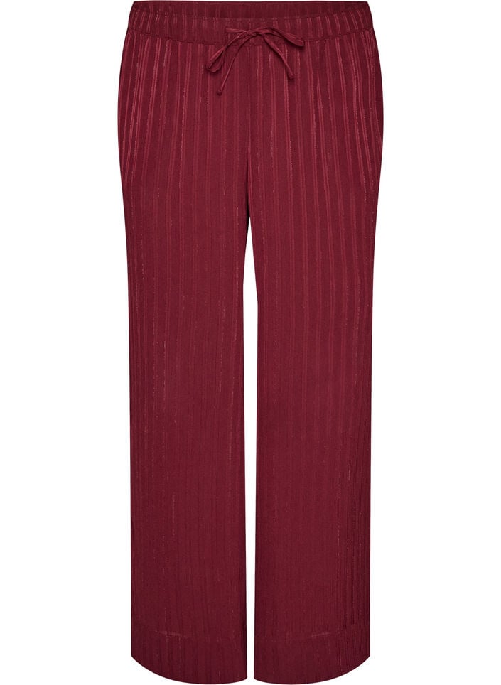 Trousers with textured stripes and straight legs, Red, Packshot image number 0