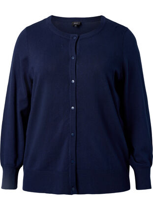 Ribbed cardigan with button closure, Navy Blazer, Packshot image number 0
