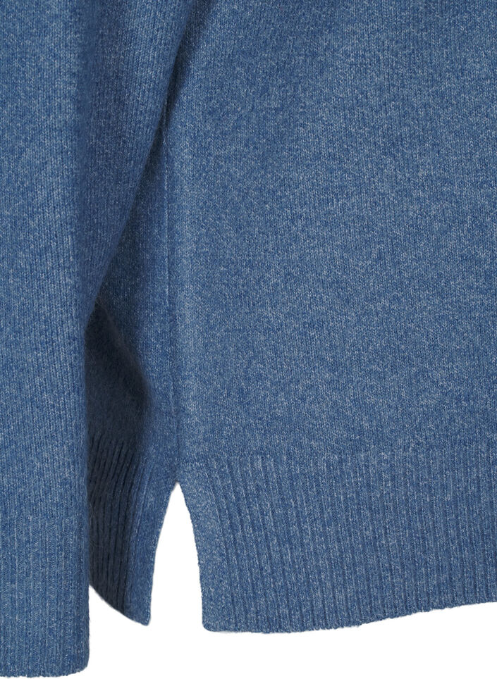 Knitted blouse with V-neck, Bering S. White Mel., Packshot image number 3