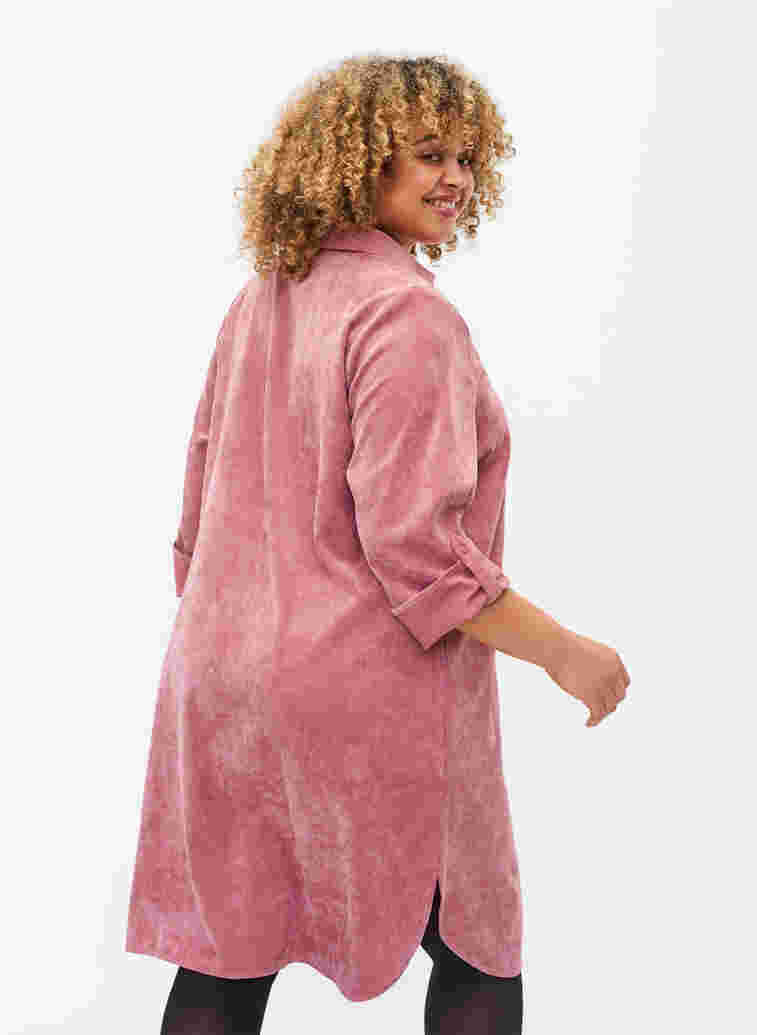 Velvet dress with 3/4-length sleeves and buttons, Deco Rose, Model image number 1