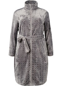 Patterned dressing gown with zipper and pockets
