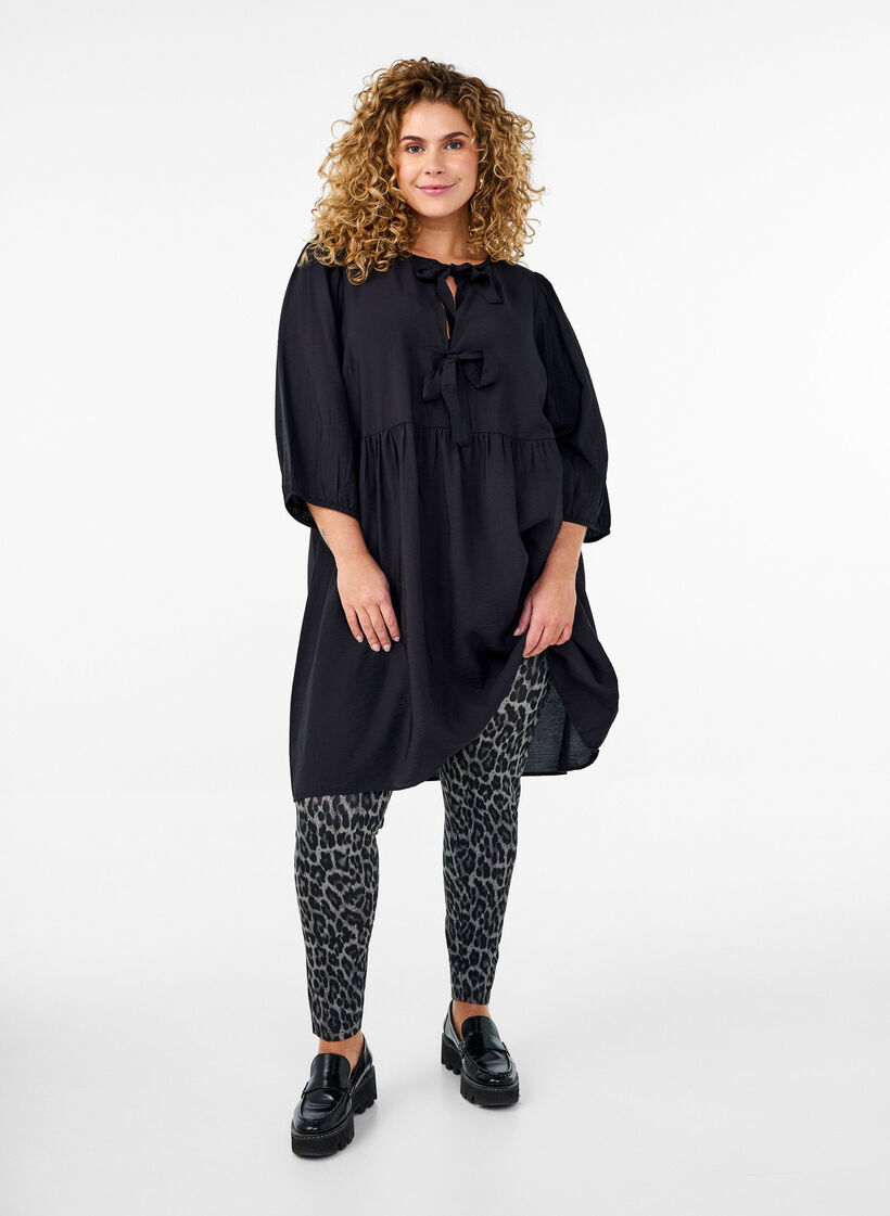 Viscose leggings with leopard print, Dark Grey, Model image number 1