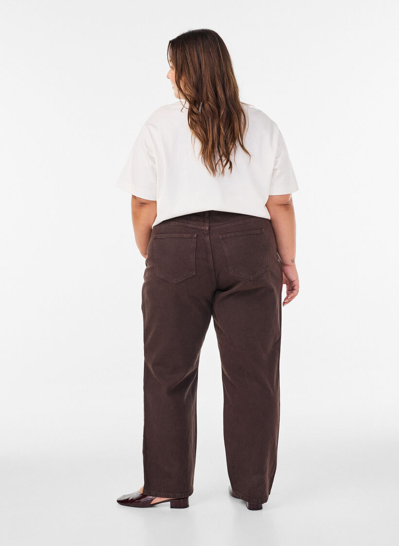 Coloured Kiana straight fit jeans, Brown, Model