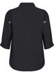 Blouse with 3/4 sleeves and floral embroidery, Black, Packshot image number 1