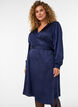Short satin dress with wrap design, Blue, Model image number 0