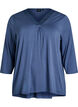 Pyjama top in viscose with lace detail and 3/4-sleeves, Blue, Packshot image number 0