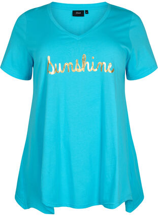Cotton t-shirt with short sleeves, Blue Atoll Sunshine, Packshot image number 0
