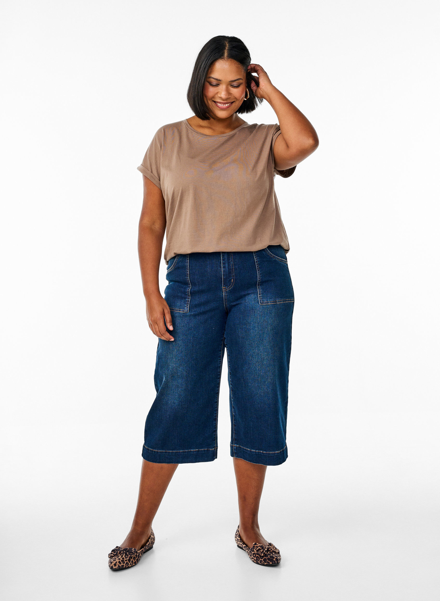 Zizzifashion Short-sleeved t-shirt in a cotton blend, Brown, Model image number 1