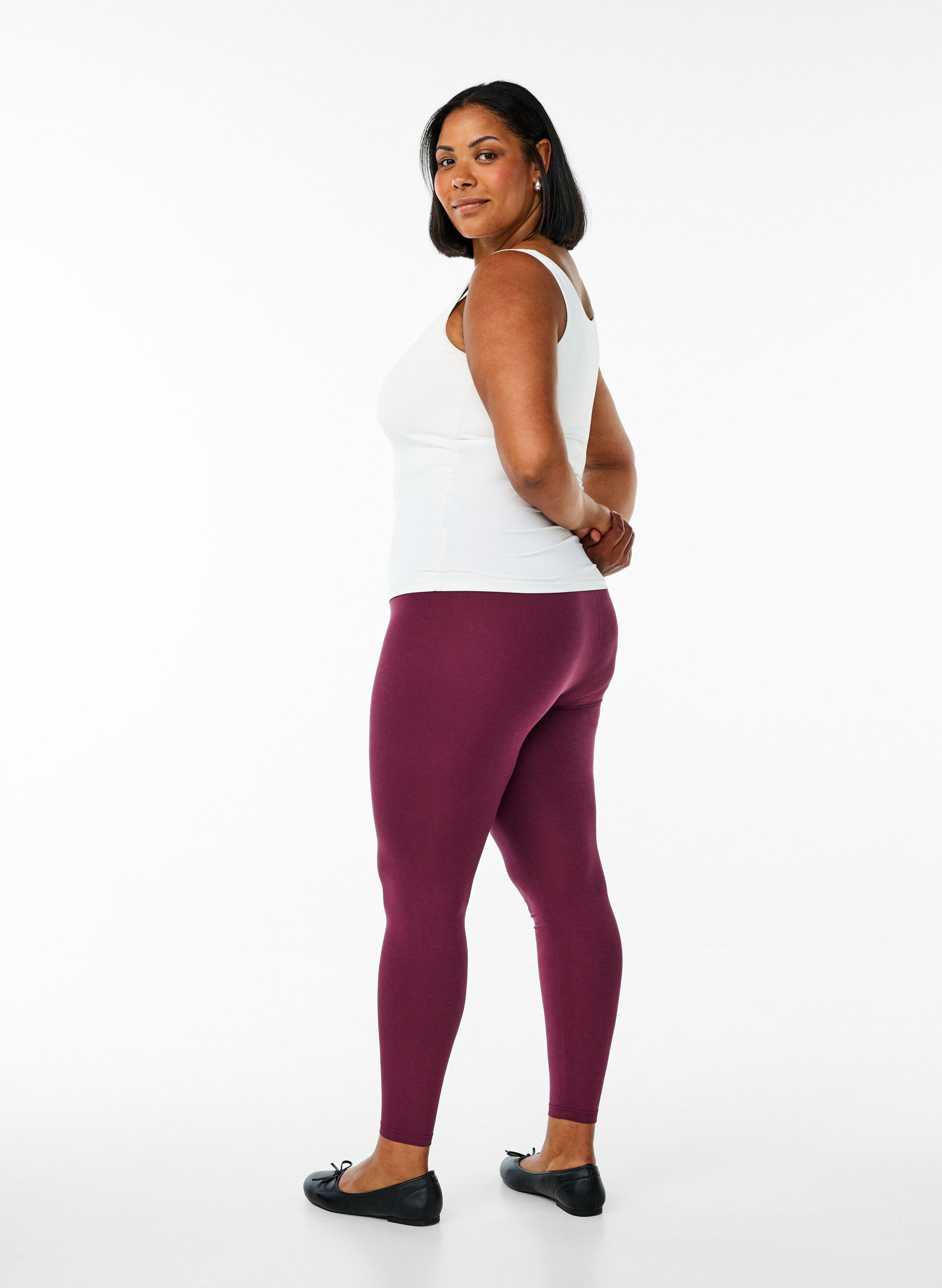 ZizzifashionBasic leggings in viscose, Dark Bordeaux, Model image number 2