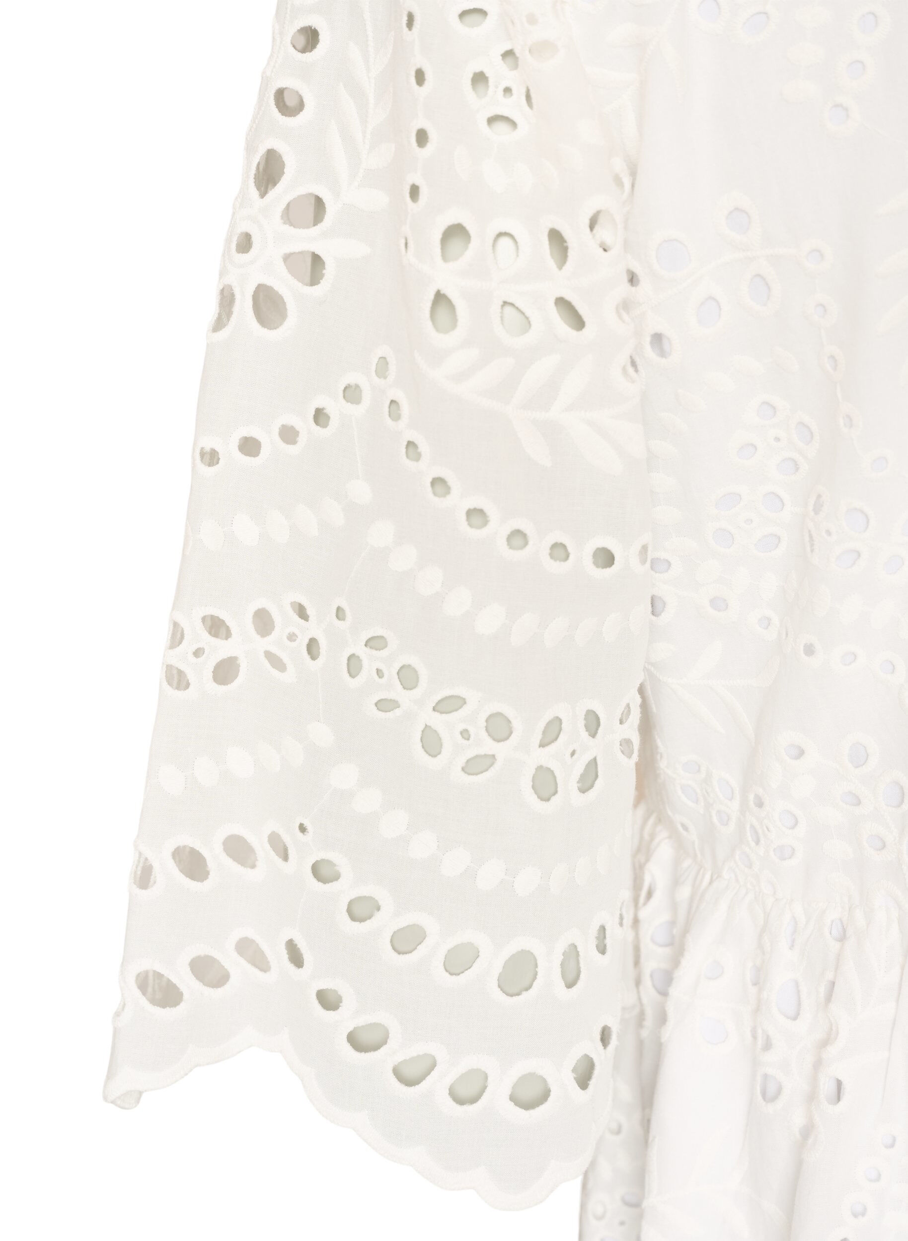 Zizzifashion Midi dress with broderie anglaise and an empire line, White, Packshot image number 3