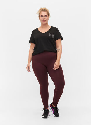 Workout leggings with ribbed structure, Fudge, Model image number 0