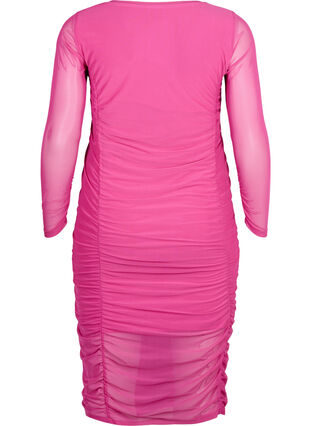 Tight-fitting dress with drapings - Pink - Sz. 40-64 - Zizzifashion Tight-fitting dress with drapings - Pink - Sz. 40-64 - Zizzifashion