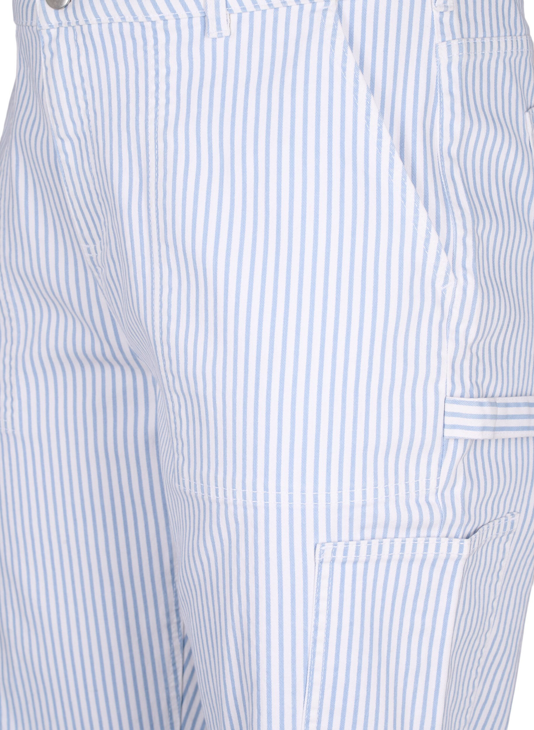 Zizzifashion Striped cargo jeans with a straight fit, Blue White Stripe, Packshot image number 2