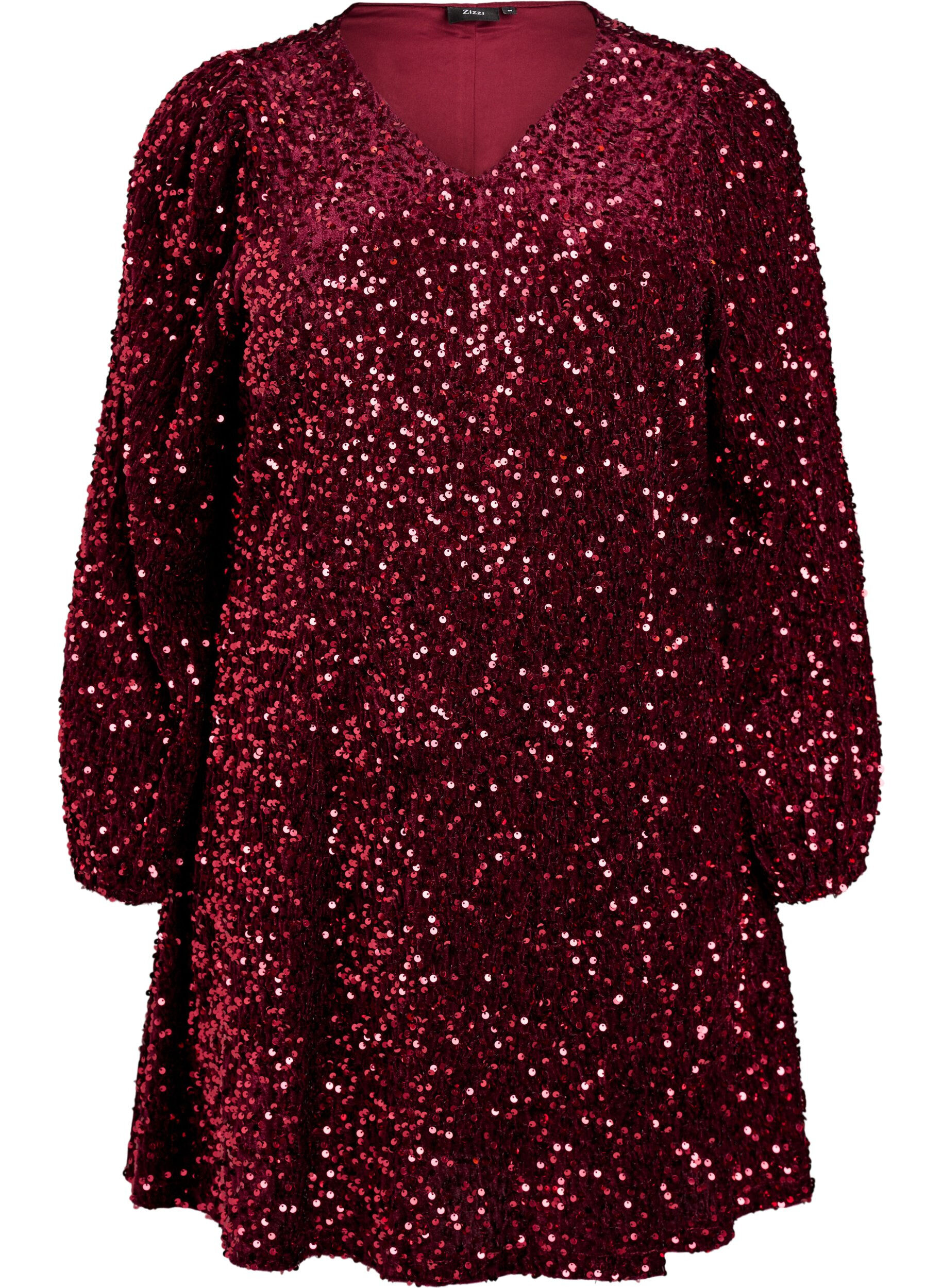 Zizzifashion Short A-line sequin dress, Red, Packshot image number 0