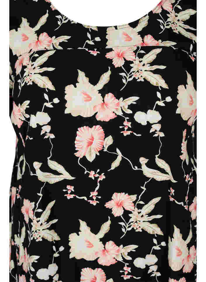 Short-sleeved, printed cotton dress, Black Rose Flowers, Packshot image number 2