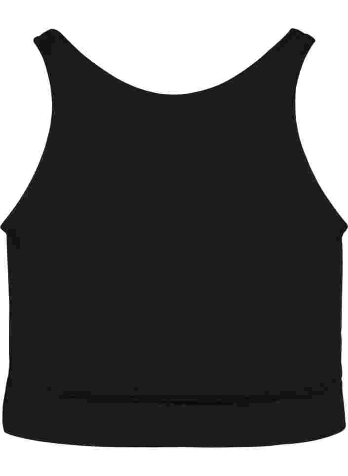 Lightly padded bra with string details, Black, Packshot image number 1