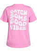 Organic cotton T-shirt with text motif, Pink, Packshot image number 1
