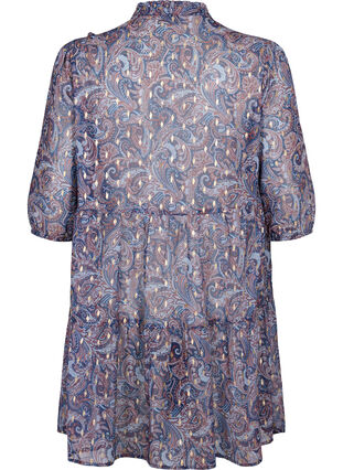 Tunic with paisley print and lurex, Blue Paisley AOP, Packshot image number 1