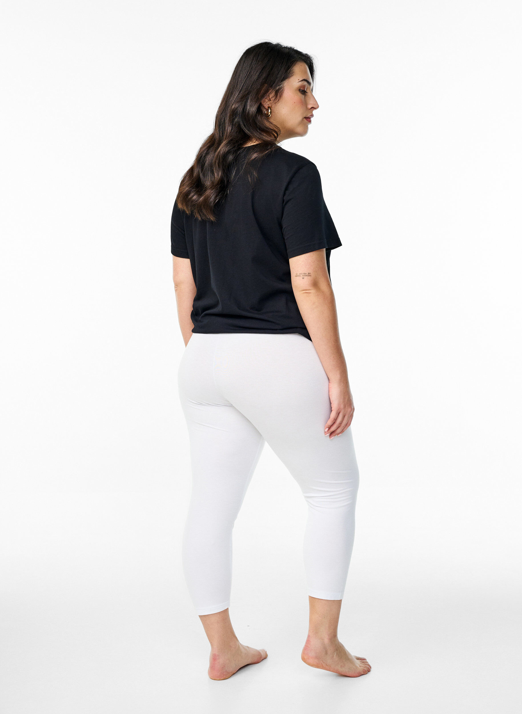 ZizzifashionBasic 3/4-length viscose leggings, White, Model image number 2